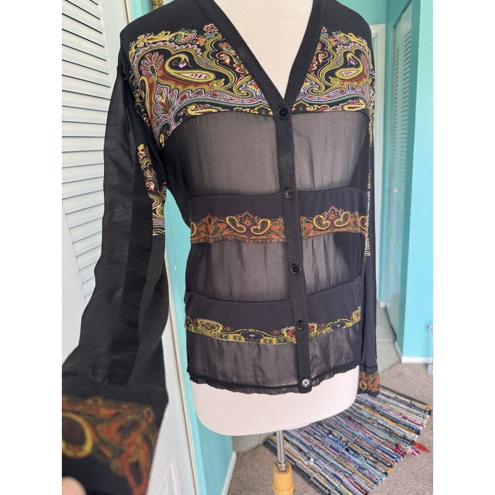 ETRO Milano Sheer Paisley Button Front Blouse Made in Italy IT 38 - Picture 9 of 10